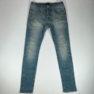 Purple Brand P001 Jeans Mens 32 Tinted Mid Indigo Distressed Skinny Stretch